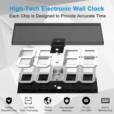 Condition - new Stay on schedule with the CHKOSDA 18" digital wall clock, designed for maximum visib...