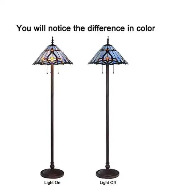 Glass Floor Lamp with 3-Lights Pull-Chain and Stepping Switch, H in Indoor Lighting & Fans in City of Montréal - Image 4