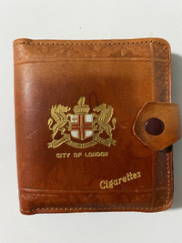 Vtg Genuine Leather Folding Cigarette Case From London England.