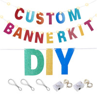112 Pcs DIY Glitter Customizable Banner Kit-107 Letters/Numbers