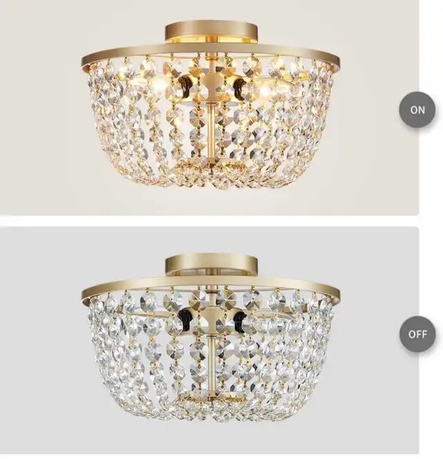 Crystal Chandelier Flushmount CeilingLight Modern H 8.4" x in Indoor Lighting & Fans in Markham / York Region - Image 7