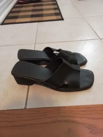 Leather Black Slide Sandals size 8, View more