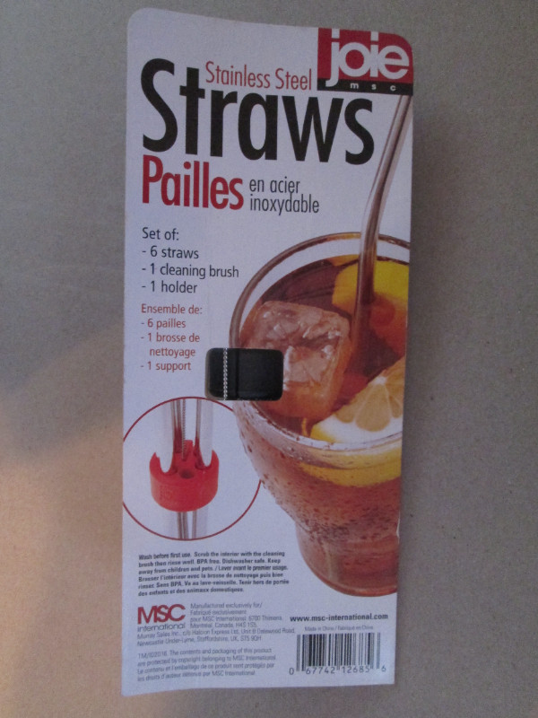 set of 6 stainless steel straws with cleaning brush included in Kitchen & Dining Wares in Peterborough - Image 2