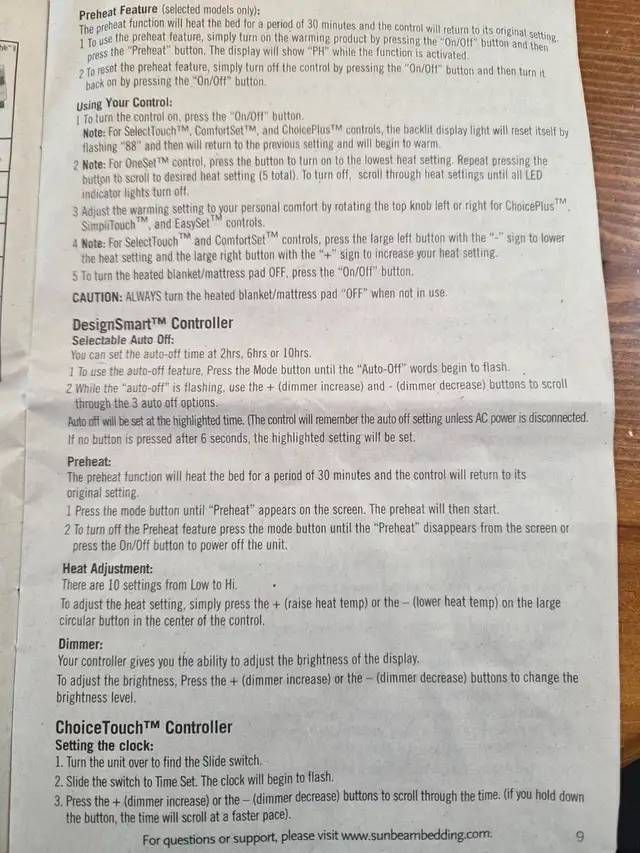 Mattress cover heater queen size.  Sunbeam. in Bedding in Hamilton - Image 5