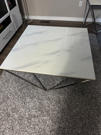 Marble and stainless steel coffee table & end table set