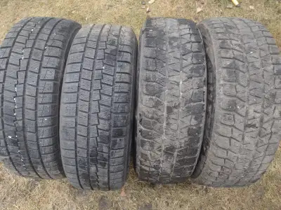 2 tires Bridgestone Blizzak WS80 dot 1215 8/32" tread left, 2 tires Keter WinterCross dot 3419 9/32"...