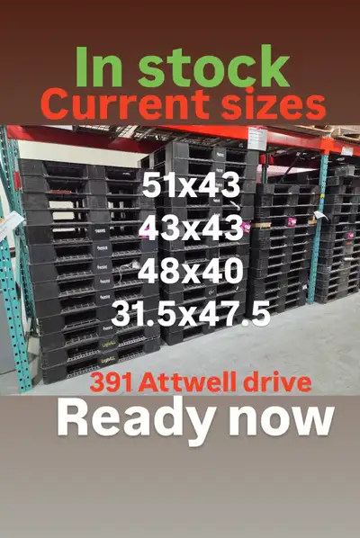 Good dry 48x40 wood pallets. Plastic 43x43 or 51x43 indoor dry, View more