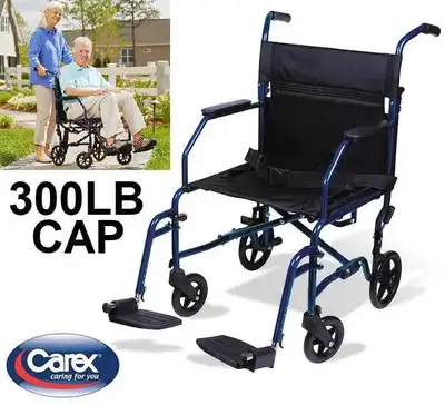FOLDABLE TRANSPORT WHEELCHAIR - 300Lbs capacity, View more