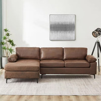 2 - Piece Faux Leather Chaise Sectional Vintage Brown