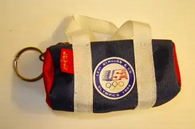 Vintage 1984 LA Olympics Levi Strauss Key Chain/Mini Gym Bag, View more
