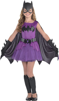 Batgirl DC Kids Purple Dress with Cape & Mask Halloween Costume