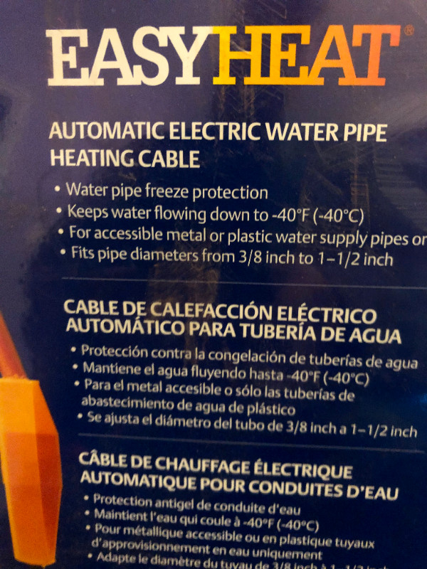 Water pipe heating cable Electric in Plumbing, Sinks, Toilets & Showers in Mississauga / Peel Region - Image 3