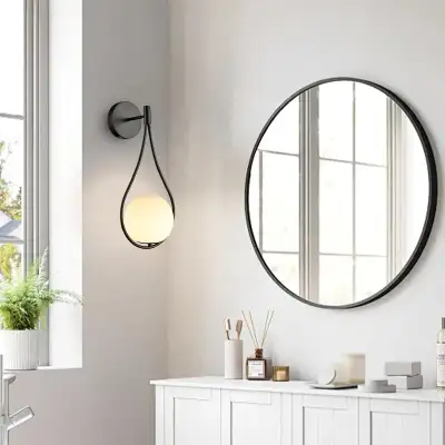 NEW IN BOX: Wall Sconce with Milky Glass Shade, View more