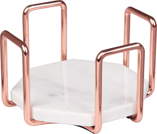 Octagon Rose Gold Metal Coaster Holders in Home Décor & Accents in Burnaby/New Westminster - Image 2