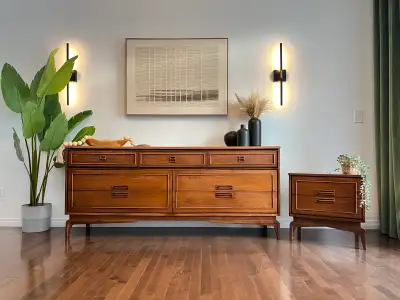 Restored MCM Walnut 7-Drawer VicArt Dresser , View more