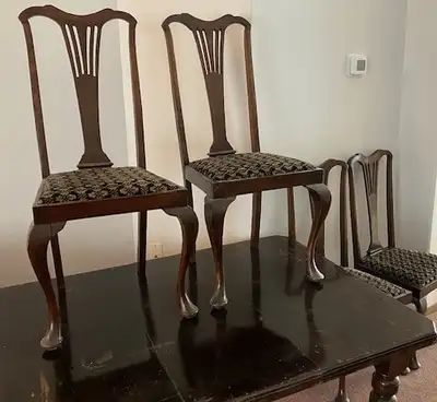 Antique Dining Table and 4 antique chairs, View more