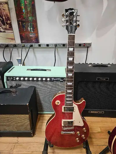 Up for grabs is my 2023 gibson les paul standard in translucent fuchsia. These are incredibe guitars...