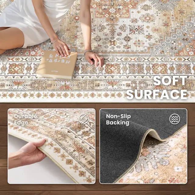 zesthome 9x12 Area Rug Large Washable Low Pile Stain Resistant in Rugs, Carpets & Runners in City of Toronto - Image 4