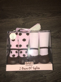 2 pairs of baby tights - brand new