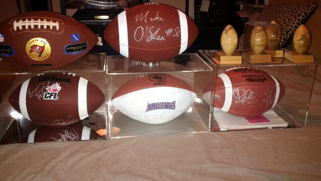 CFL Stampeders Flutie Allan Signed Wooden Football + Bobblehead in Arts & Collectibles in City of Toronto - Image 4