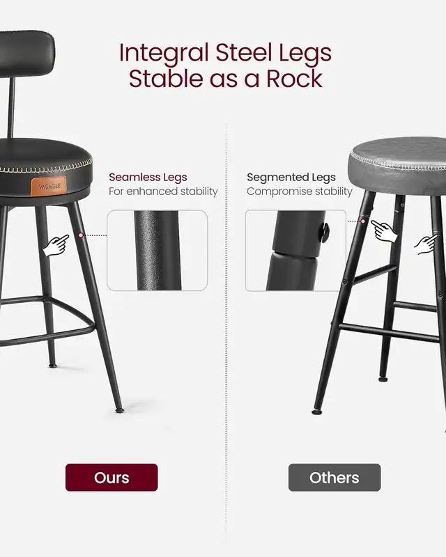 Swivel Counter Bar Stool with Back, Synthetic Leather with Stitc in Chairs & Recliners in Markham / York Region - Image 7