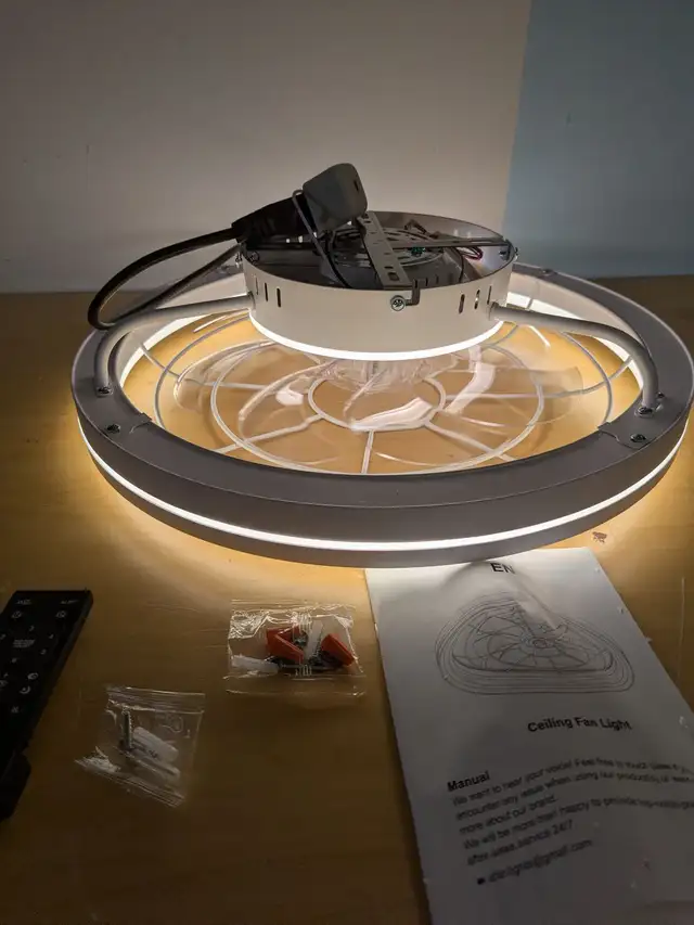 Modern Flush Mount Ceiling Fan with LED Light, White Low Profile in Indoor Lighting & Fans in Mississauga / Peel Region - Image 4