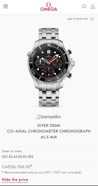 Omega Seamaster Chronograph Watch Steel Bracelet 41.5mm