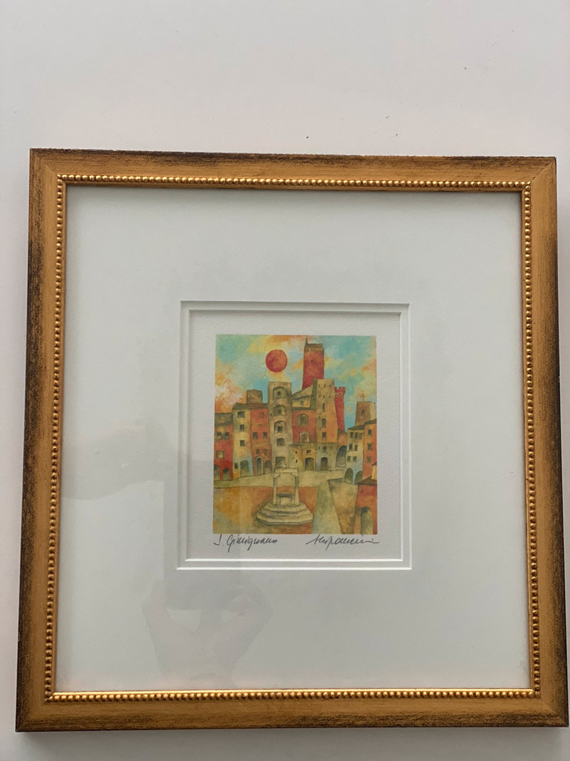 Dessin d’artiste de San Gimignano en Italie Art et objets de