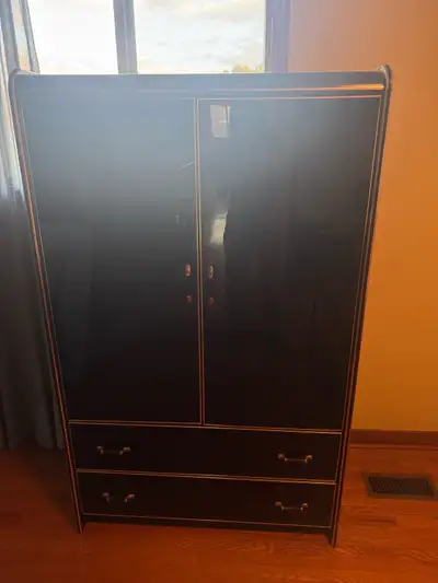 Vintage Black Lacquer Wardrobe Cabinet, View more