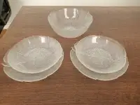 Arcoroc Leaf Bowls and Plates, all 5 pieces for $50