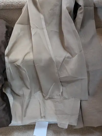 Sheer neutral curtain material in woodlands, View more