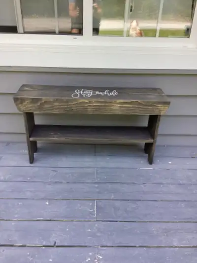 Rustic wooden bench, View more