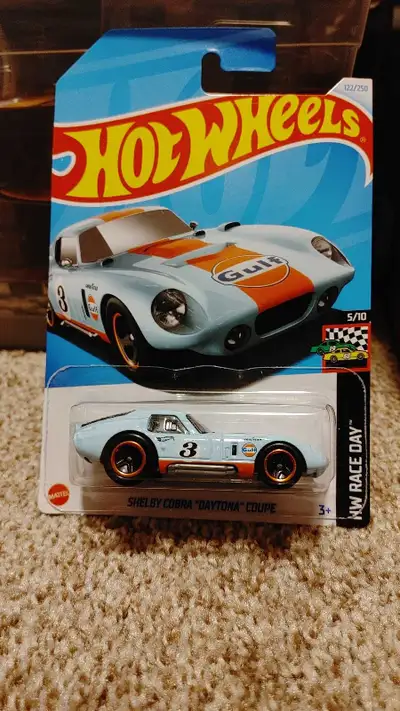 Hot Wheels 122/250 HW Race Day 5/10 Shelby Cobra “Daytona” Gulf Coupe . Please see photos for condit...