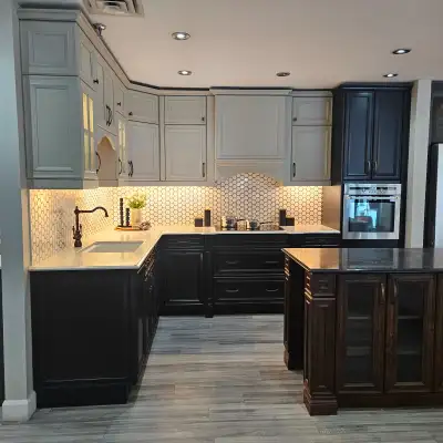 Stylish 2 Tone Transitional Kitchen Display, View more