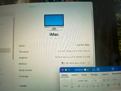 Late 2012 27" iMac Newest OS X Sequoia Installed, i5 2.9 Ghz, 16 Gb RAM, 1 Tb HD, Nvidia GetForce GT...