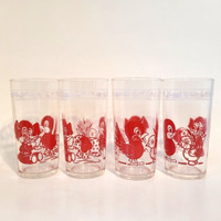 4 Vintage MCM Kraft Swanky Swigs Juice Glasses