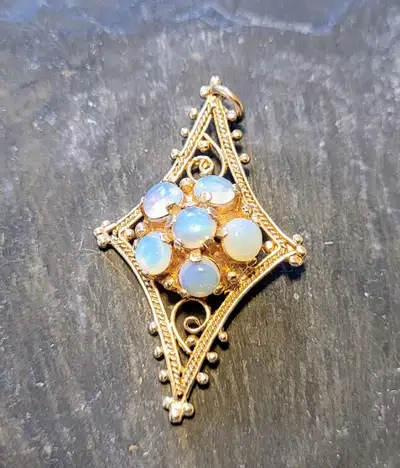 Vintage 14K Gold Opal Pendant, View more
