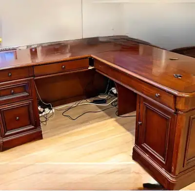Solid wood L-shaped office desk, View more