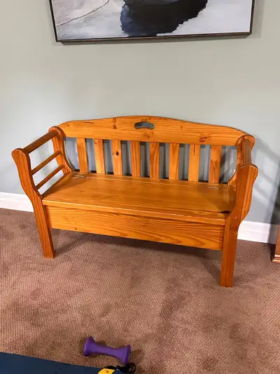 Solid pine Deacons bench with storage under seat.