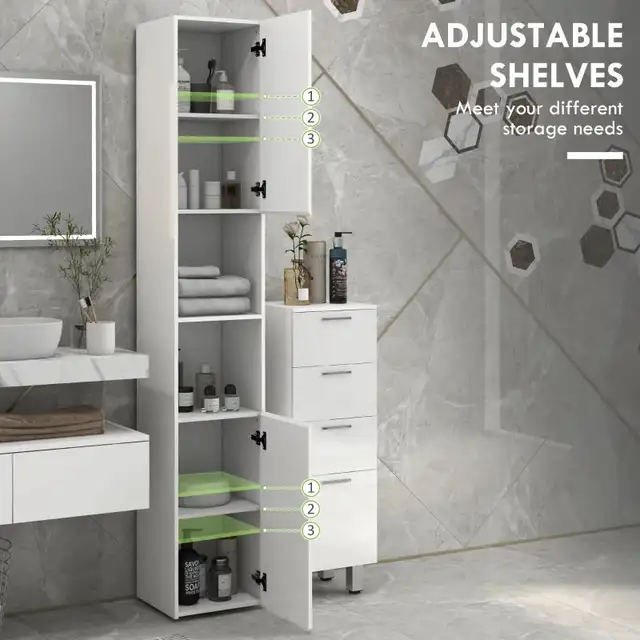 11.8"W x 11.8"D x 71.5"H, Tall Bathroom Cabinet, White in Home Décor & Accents in Markham / York Region - Image 6