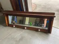 Entryway coat rack mirror shelf