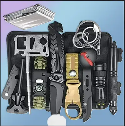 12 in 1 Survival Kit. Camping, Hiking, Fishing, Picnic Accessory, View more