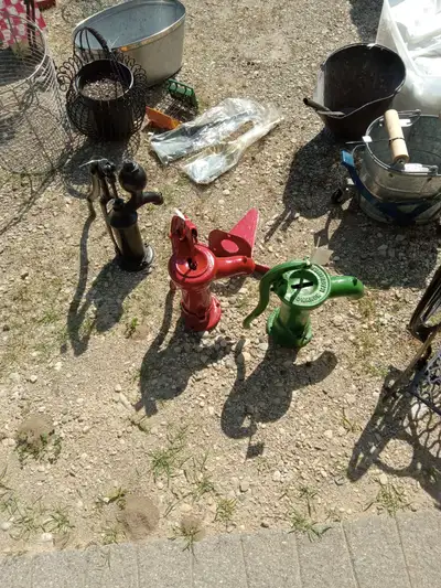 Garden decor, cast antique warer pumps, View more