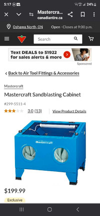 Sandblasting Cabinet (Mastercraft)