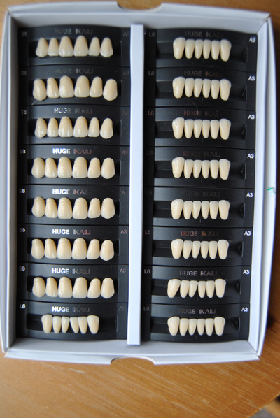 "KAILI 2-layer economy synthetic teeth, made of general PMMA resin, good quality, reasonable price....