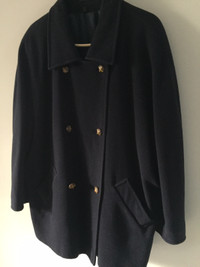 MARKS AND SPENCERS  ST.MICHAEL BLACK WOOL OVERCOAT, size 18