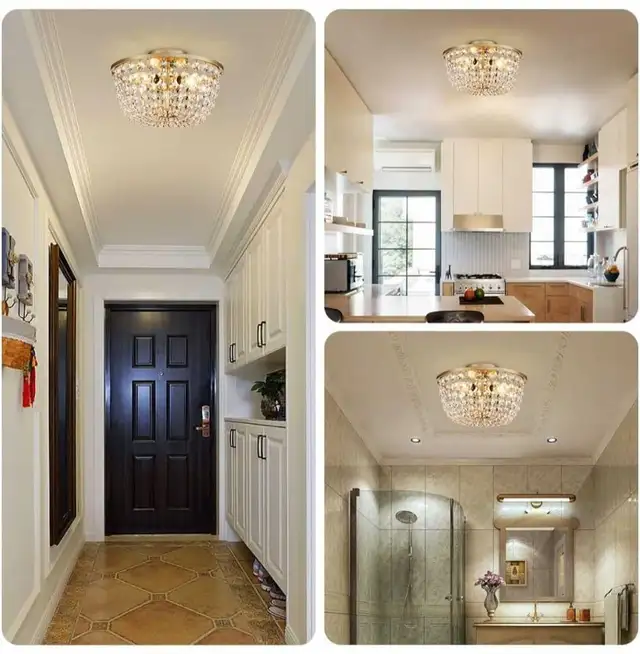 Crystal Chandelier Flushmount CeilingLight Modern H 8.4" x in Indoor Lighting & Fans in Markham / York Region - Image 5