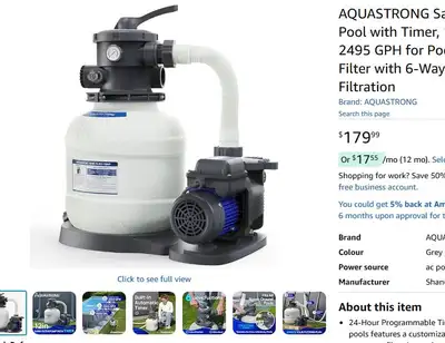AQUASTRONG Sand Filter Pump for Above Ground Pool with Timer, View more