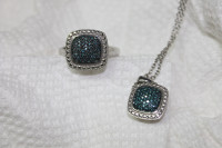 $200 Set - Blue Diamond Ring and Necklace w/ Chain - Great Price