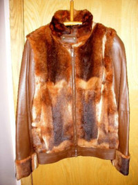 Genuine Lamb leather jacket rabbit fur